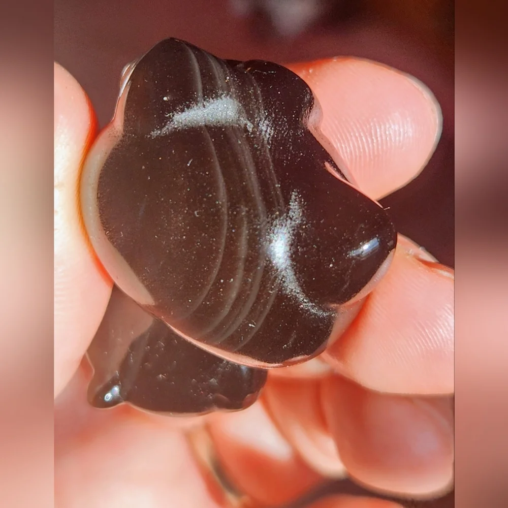 Silver Sheen Obsidian Hello Kitty Crystal Carving HK Sanrio - Picture 6 of 7